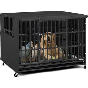Explore Land Dog 38" Crate Cover Black Heavy Duty Polyester Pet Kennel Sunshade
